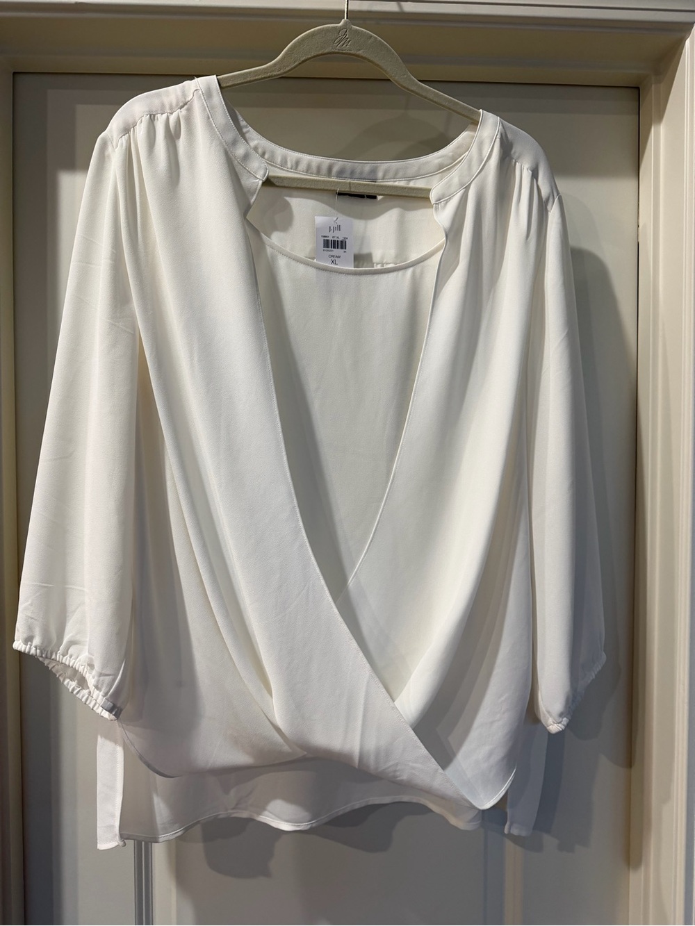 J. Jill Cream Draped Surplice Blouse